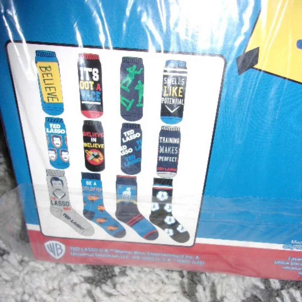 Ted Lasso Box of 12 Days Men's Various Styles & Colors Socks Shoe Size 6-12 New